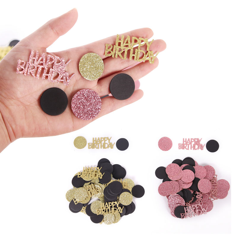 Table Runner Sequin - 100Pcs Happy Birthday Confetti, Rose Gold