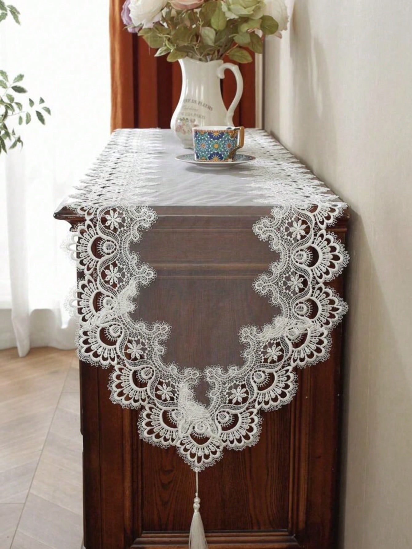 Table Runner Sequin - 1 Piece of Embroidered Mesh Lace