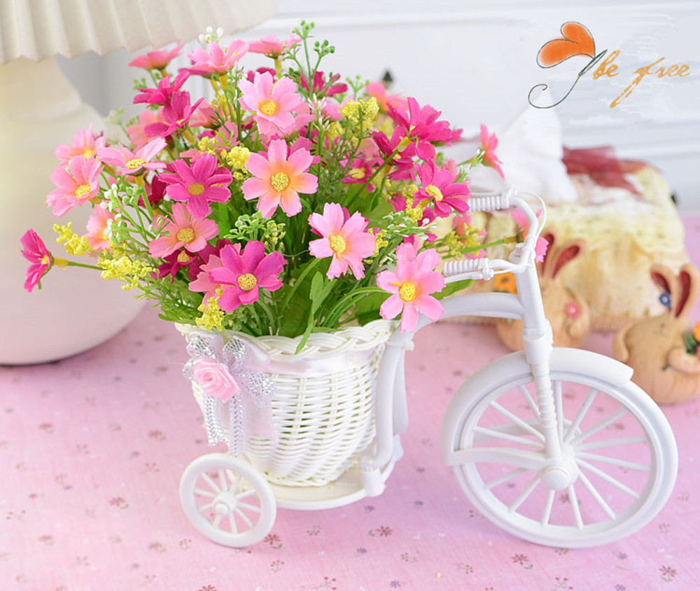 Wedding Hampers - White Bicycle Decorative Flower Basket Wedding