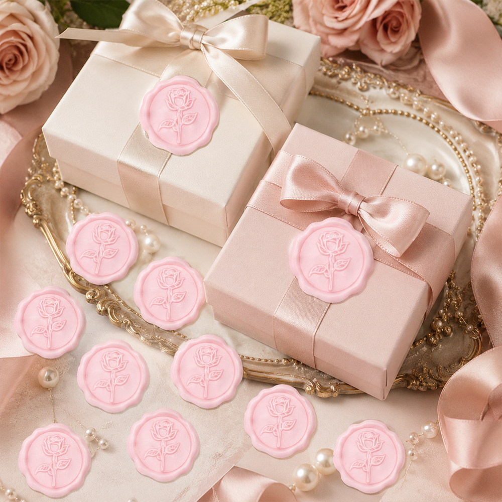 Wedding Envelopes - Wax Seal Sticker-3D Vintage Rose Floral
