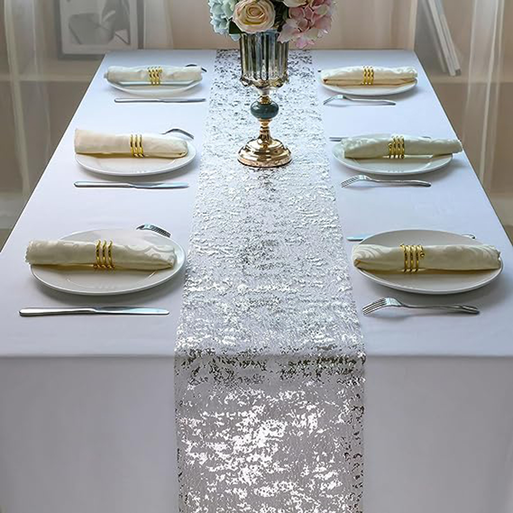 Metallic Silver Table Runner R - Table Runner Sequin 리뷰 및 가격