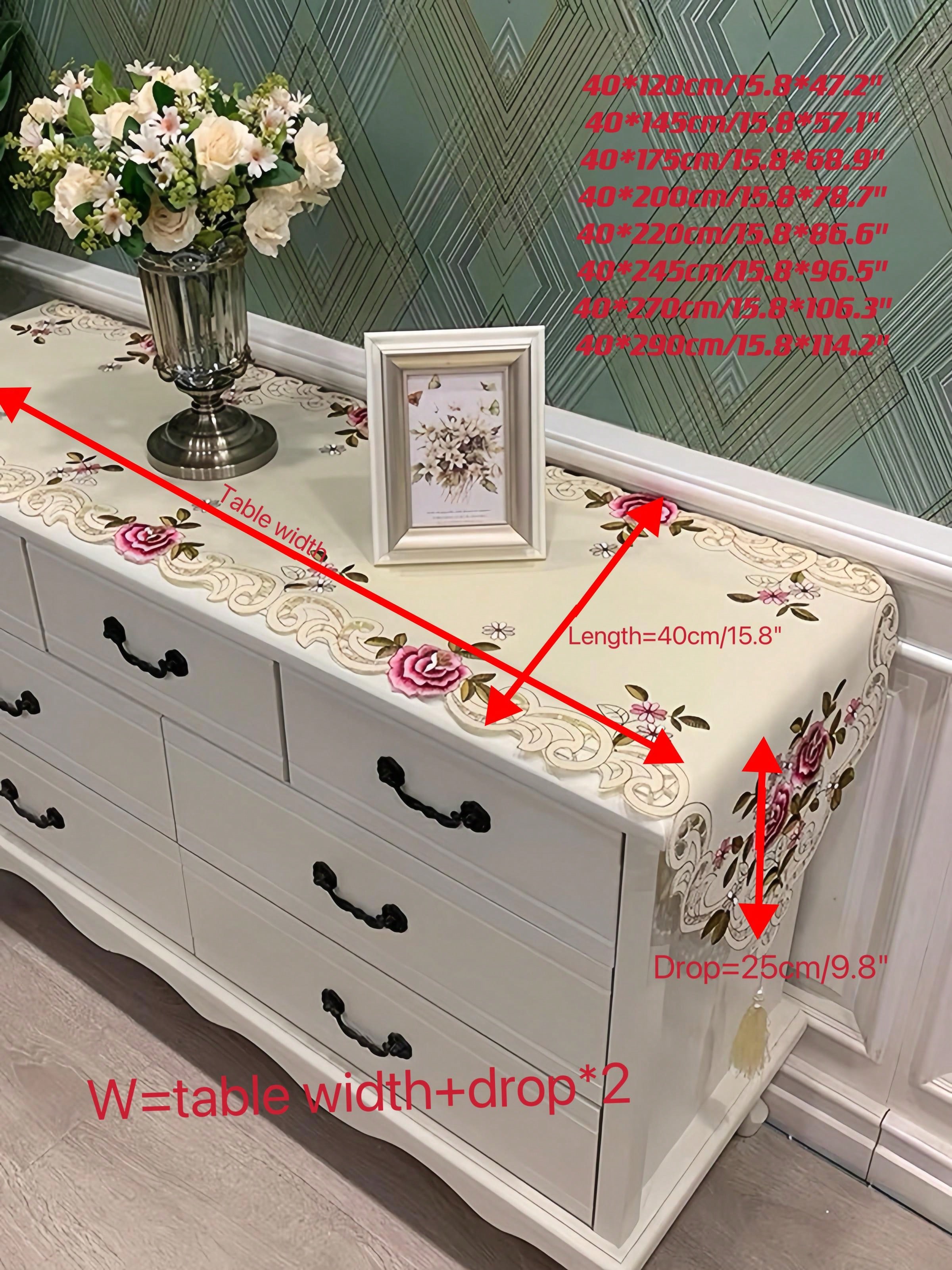 1 Piece Embroidered Floral Tab - Table Runner Sequin 리뷰 및 가격