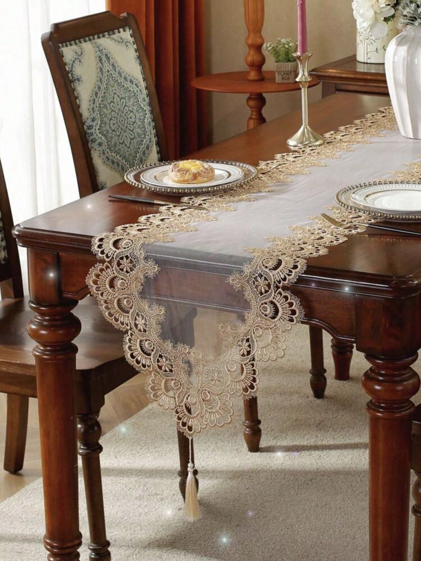 1 Piece of Embroidered Mesh La - Table Runner Sequin 리뷰 및 가격